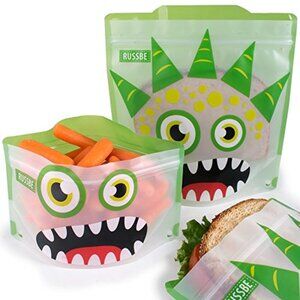 Russbe reusable snack and sandwich bags, green monster